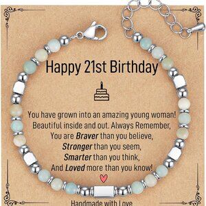 Gemstone Bracelet Women 4mm Natural Amazonite 7Inch Adjustable Gift
